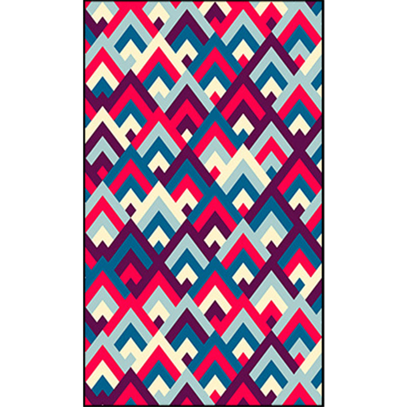 Sikunuo | Southwest Colorful Geometric Carpet Polyester Washable Non-Slip Stain Resistant Carpet for Bedroom