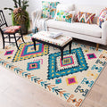 Sikunuo | Colorful rug Moroccan southwestern diamond geometric rug polyester washable non-slip stain-resistant area rug