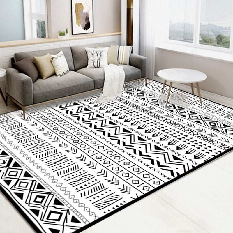 Sikunuo | Scandinavian Geometric Chevron Rug Southwest Tribal Rug Synthetic Pet Friendly Area Rug for Living Room