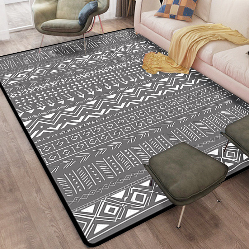 Sikunuo | Scandinavian Geometric Chevron Rug Southwest Tribal Rug Synthetic Pet Friendly Area Rug for Living Room