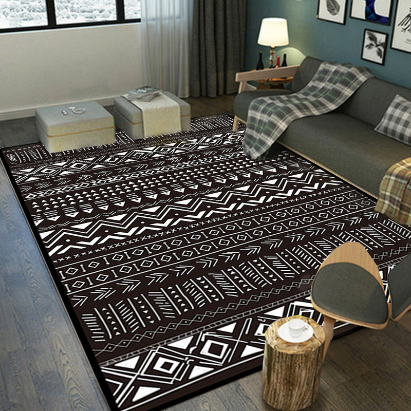 Sikunuo | Scandinavian Geometric Chevron Rug Southwest Tribal Rug Synthetic Pet Friendly Area Rug for Living Room
