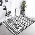 Sikunuo | Diamond geometric rug southwestern area rug for bedroom Black and White Power Loom washable floor rug