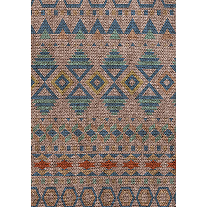 Sikunuo | Braided rustic American rug brown washable area rug for bedroom geometric hunting stain-resistant rug