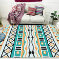 Sikunuo | Green striped geometric carpet with diamond and pots Polyester Power Loom pet-friendly carpet for accent area