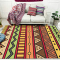 Sikunuo | Dark Red Americana Tribal Carpet Striped Geometric Polyester Pet Friendly Stain Resistant Rug for Accent Area