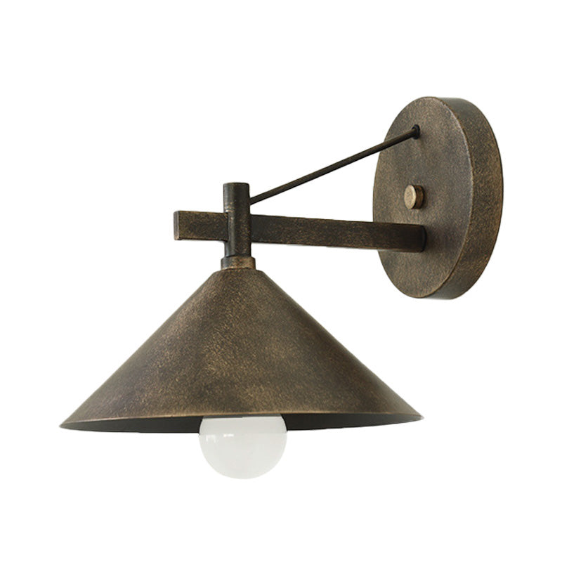 Sikunuo | 1 Metal Wall Lamp Light Industrial Aged Silver/Bronze Cone Dining Room Lighting Fixture