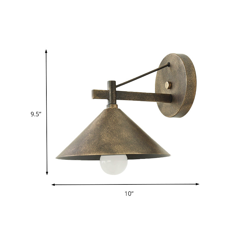 Sikunuo | 1 Metal Wall Lamp Light Industrial Aged Silver/Bronze Cone Dining Room Lighting Fixture