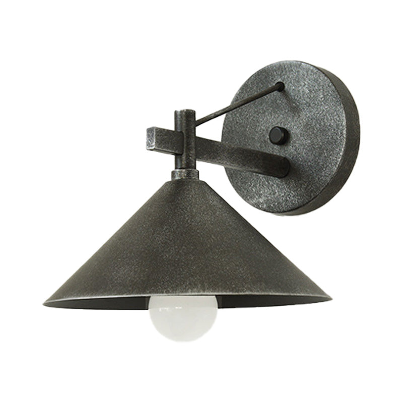 Sikunuo | 1 Metal Wall Lamp Light Industrial Aged Silver/Bronze Cone Dining Room Lighting Fixture
