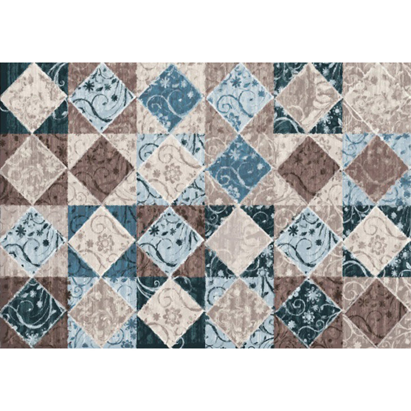 Sikunuo | Moroccan Living Room Rug Colorful Petal Diamond Pattern Rug Polyester Non-slip Flooring