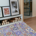 Sikunuo | Moroccan Floral Pattern Rug in Purple Polyester Rug Non-Slip Living Room Rug for Home Decoration