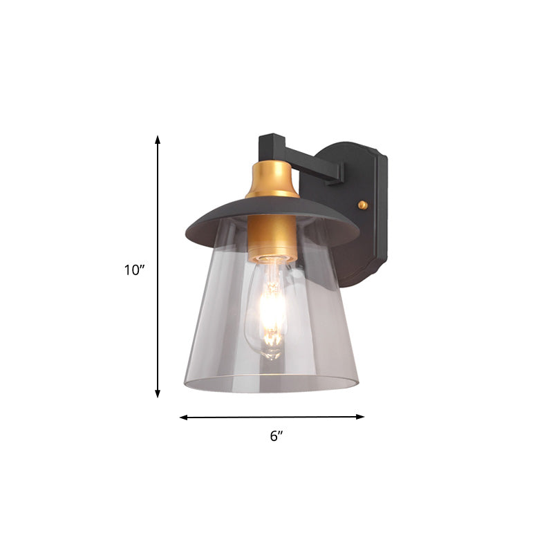 Sikunuo | Clear Glass Black Wall Lamp Lighting Cylinder/Half Circle/Rectangle 1-Light Industrial Light Fixture, 6"/8" Wide