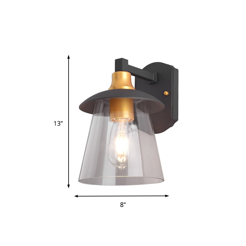 Sikunuo | Clear Glass Black Wall Lamp Lighting Cylinder/Half Circle/Rectangle 1-Light Industrial Light Fixture, 6"/8" Wide