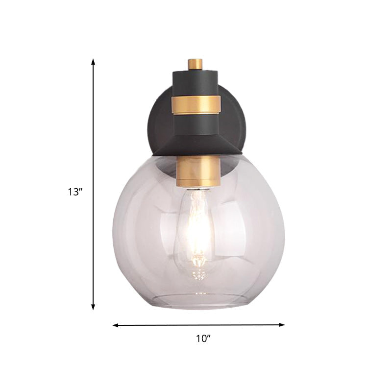 Sikunuo | Clear Glass Black Wall Lamp Lighting Cylinder/Half Circle/Rectangle 1-Light Industrial Light Fixture, 6"/8" Wide