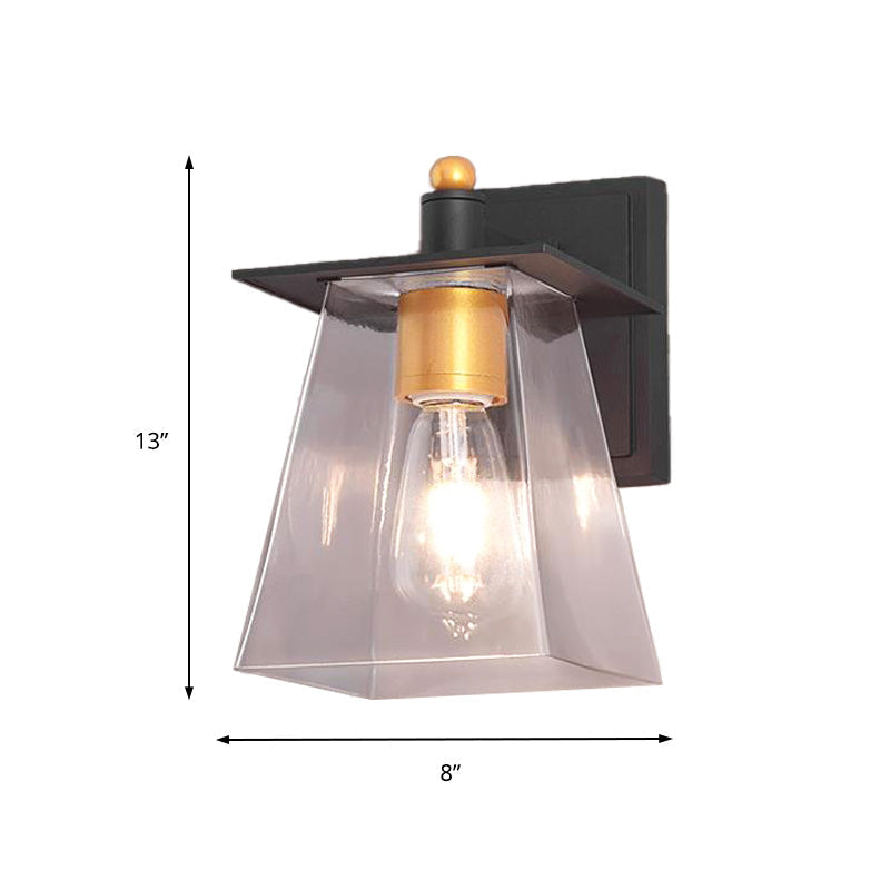 Sikunuo | Clear Glass Black Wall Lamp Lighting Cylinder/Half Circle/Rectangle 1-Light Industrial Light Fixture, 6"/8" Wide