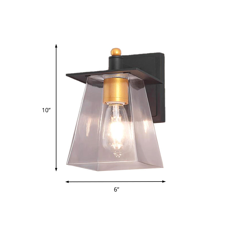 Sikunuo | Clear Glass Black Wall Lamp Lighting Cylinder/Half Circle/Rectangle 1-Light Industrial Light Fixture, 6"/8" Wide