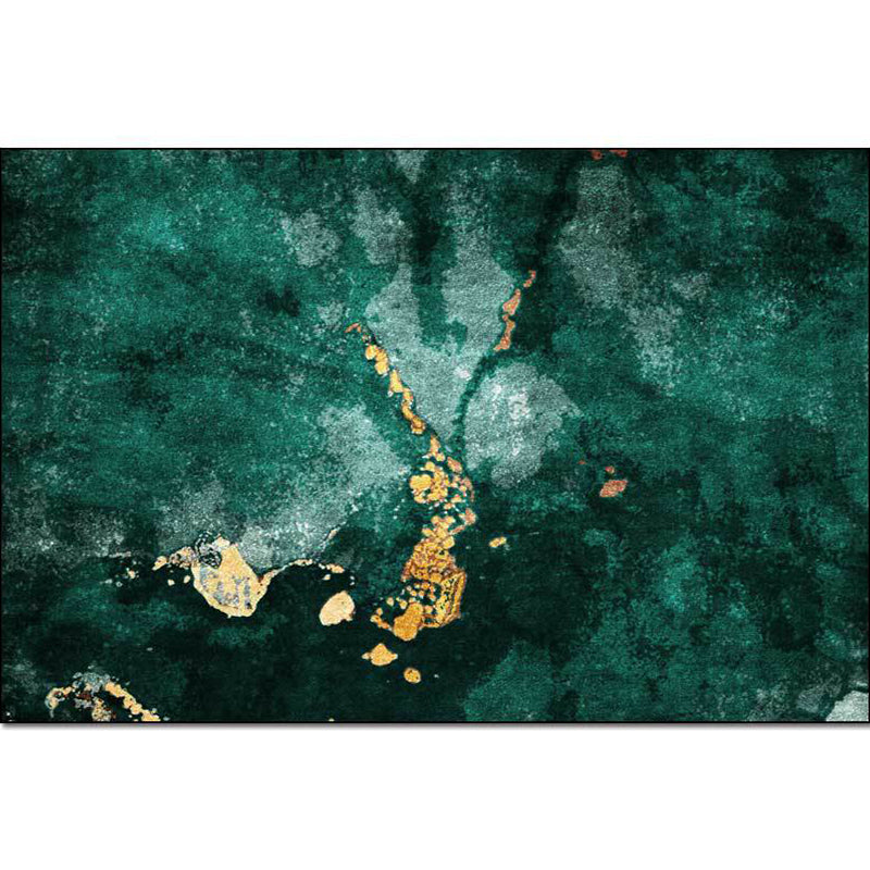 Sikunuo | Modern living room rug in green abstract marble pattern rug polyester washable area rug