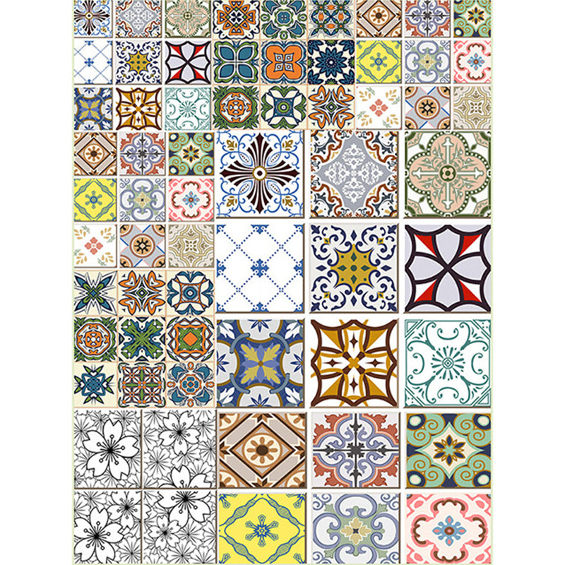 Sikunuo | Mediterranean geometric floral pattern carpet multicolor Moroccan carpet polyester non-slip back carpet for bedroom