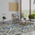 Sikunuo | Moroccan living room wallpaper in ivory leaf pattern printed carpet polyester non-slip rug