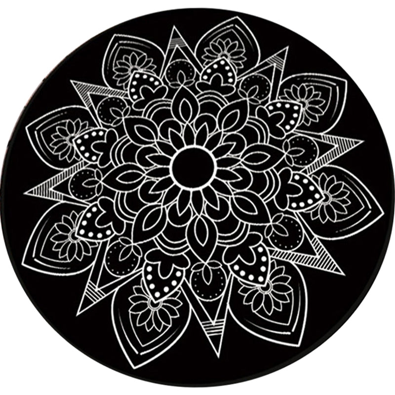 Sikunuo | Tribal Medallion Rug Black and White Southwest Rug Polyester Washable Area Rug for Living Room