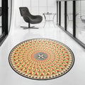 Sikunuo | Moroccan floral geometric rug yellow polyester rug non-slip backing area rug for bedroom