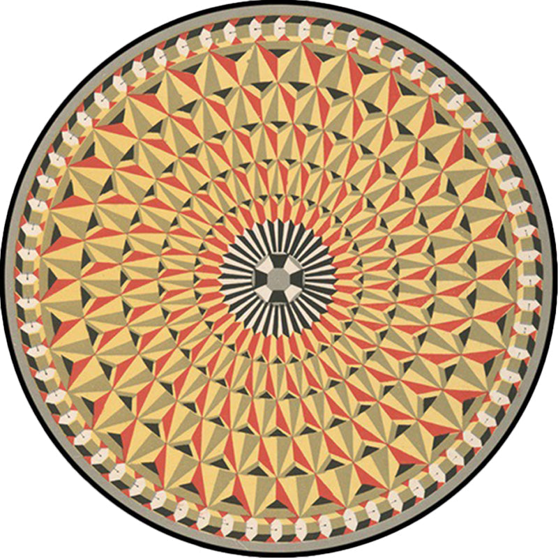 Sikunuo | Moroccan floral geometric rug yellow polyester rug non-slip backing area rug for bedroom