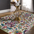Sikunuo | White Moroccan carpet Polyester flower leaf pattern carpet non-slip back carpet for home decoration
