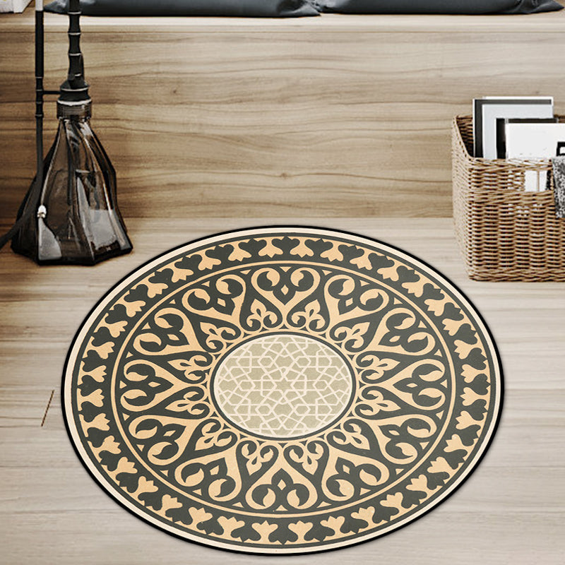 Sikunuo | Americana Southwestern Rug Black and Yellow Polyester Rug Non-Slip Back Rug for Bedroom