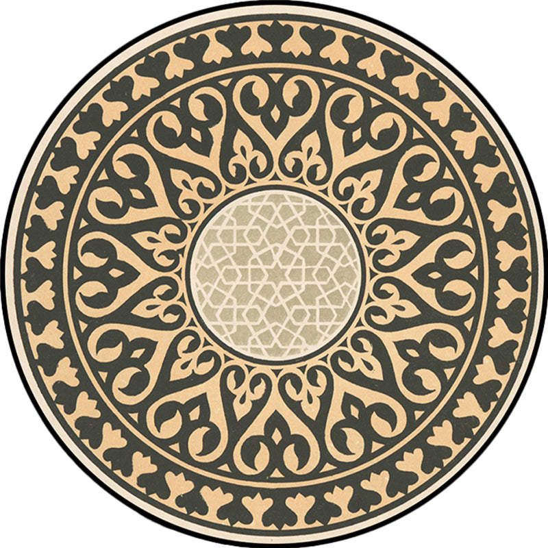 Sikunuo | Americana Southwestern Rug Black and Yellow Polyester Rug Non-Slip Back Rug for Bedroom
