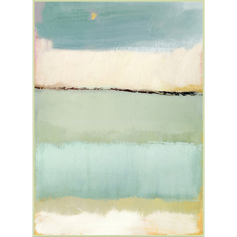 Sikunuo | Teal Bedroom Carpet Modern Abstract Color Block Pattern Rug Polyester Washable Rug