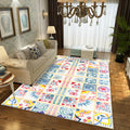 Sikunuo | Yellow Moroccan carpet Polyester flowers Greek key square pattern rug non-slip rug for bedroom