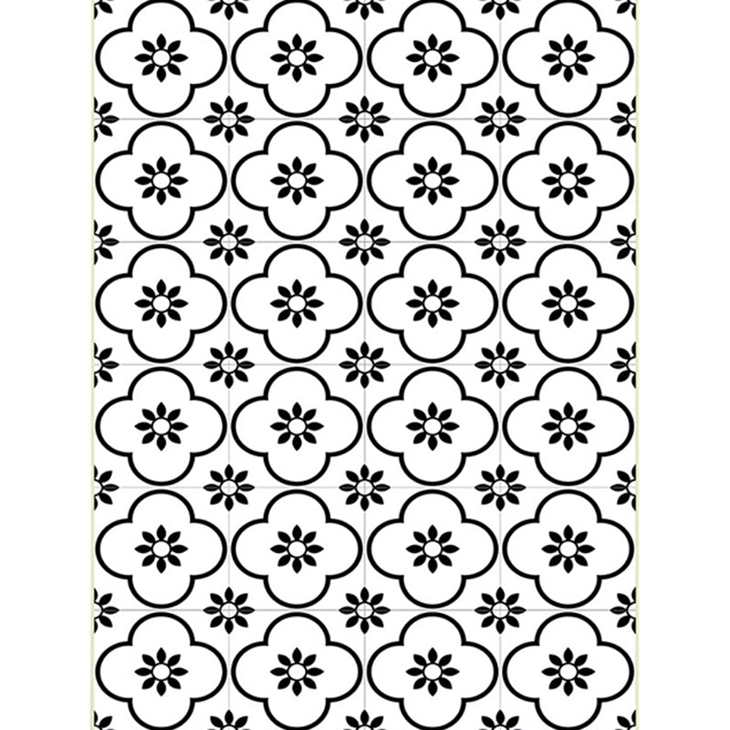 Sikunuo | Moroccan living room rug in white floral square pattern rug polyester non-slip area rug