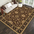 Sikunuo | Persian petal pattern rug in brown Moroccan rug polyester non-slip mat rug for bedroom