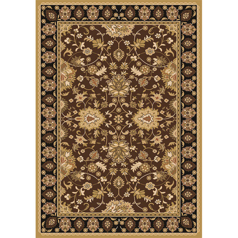 Sikunuo | Persian petal pattern rug in brown Moroccan rug polyester non-slip mat rug for bedroom