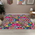 Sikunuo | Multicolored Bedroom Rug Moroccan Diamond Flower Pattern Rug Polyester Non-Slip Back Rug