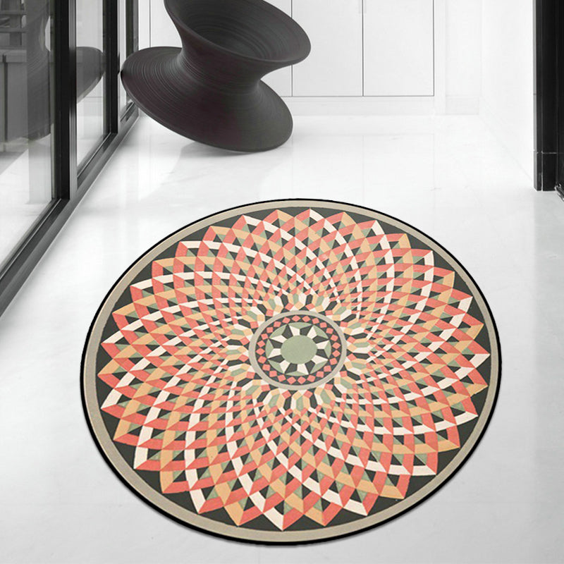 Sikunuo | Orange and pink Moroccan carpet polyester flower rug non-slip backing rug for living room