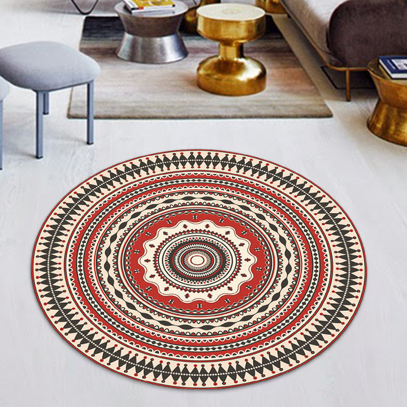 Sikunuo | Classic red Southwest rug Polyester tribal rug washable rug for the bedroom
