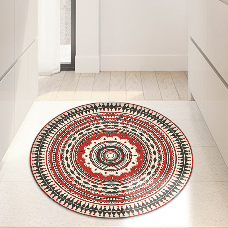 Sikunuo | Classic red Southwest rug Polyester tribal rug washable rug for the bedroom