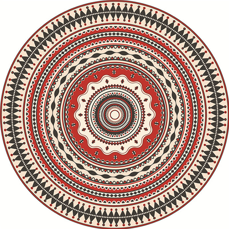 Sikunuo | Classic red Southwest rug Polyester tribal rug washable rug for the bedroom