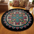 Sikunuo | Tribal Southwestern Carpet Blue and Black Polyester Rug Non-Slip Back Rug for Bedroom