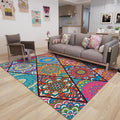 Sikunuo | Colorful Bedroom Rug Moroccan Floral Diamond Dot Pattern Rug Polyester Machine Washable Non-Slip Backing Rug for Living Room