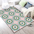 Sikunuo | Moroccan Flower Circle Pattern Rug in Pink Polyester Floor Mat with Non-Slip Back Rug for Living Room