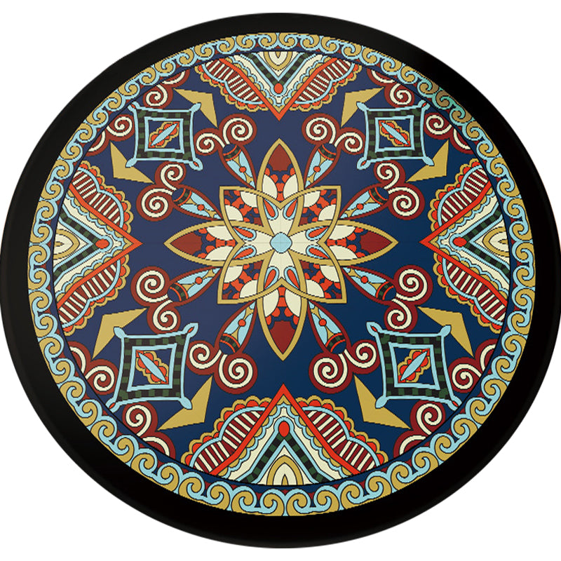 Sikunuo | Blue and Black Americana Rug Polyester Southwestern Rug non-slip backing Rug for Bedroom
