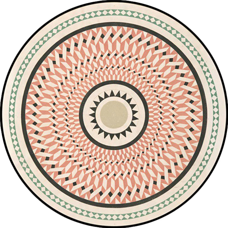 Sikunuo | Classic Southwestern Geometric Rug Pink and White Americana Rug Polyester Non-Slip Back Living Room Area Rug for the Living Room