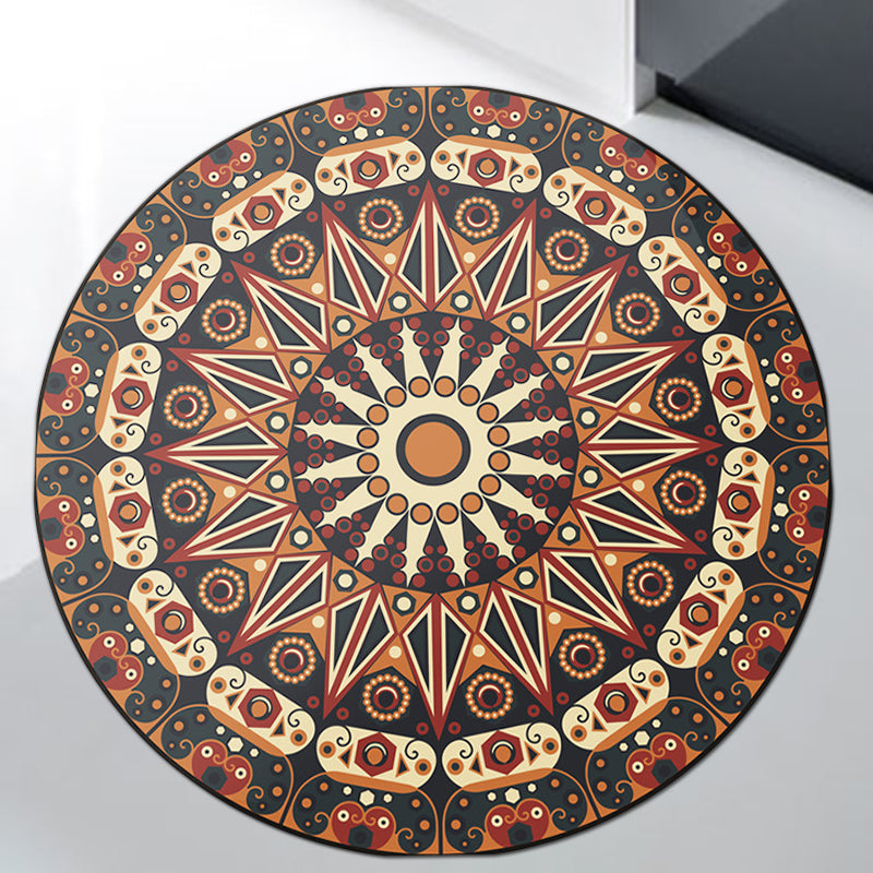 Sikunuo | Moroccan Flower Carpet White and Red Polyester Carpet Non-Slip Backing Machine Washable Carpet for Bedroom