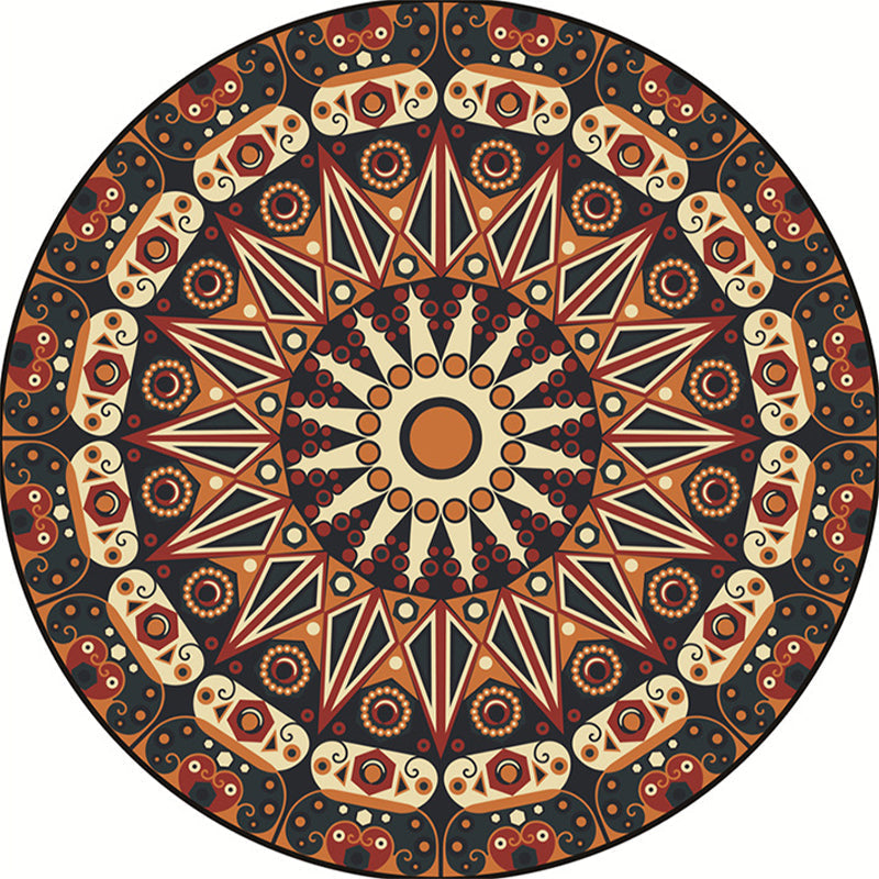 Sikunuo | Moroccan Flower Carpet White and Red Polyester Carpet Non-Slip Backing Machine Washable Carpet for Bedroom