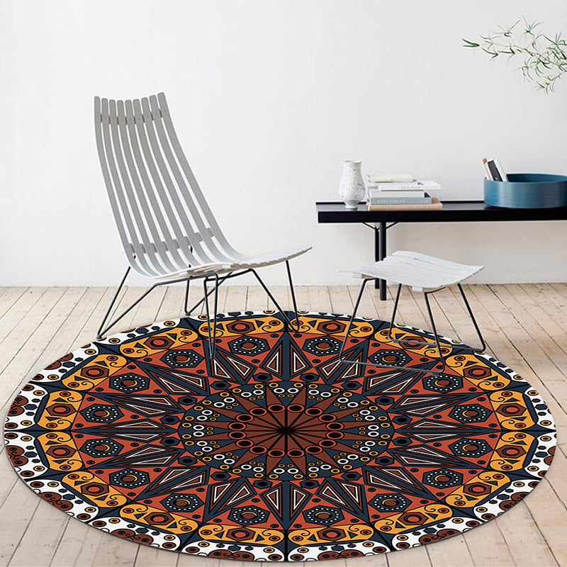 Sikunuo | Moroccan Flower Carpet White and Red Polyester Carpet Non-Slip Backing Machine Washable Carpet for Bedroom