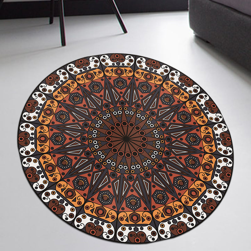 Sikunuo | Moroccan Flower Carpet White and Red Polyester Carpet Non-Slip Backing Machine Washable Carpet for Bedroom