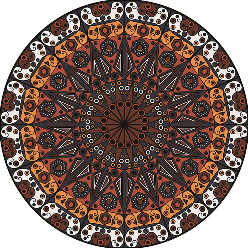 Sikunuo | Moroccan Flower Carpet White and Red Polyester Carpet Non-Slip Backing Machine Washable Carpet for Bedroom