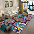 Sikunuo | Colorful Bedroom Moroccan Flower Dots Pattern Rug Polyester Machine Washable Non-Slip Back Rug