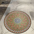 Sikunuo | Classic Floral Leaf Rug Green Moroccan Rug Polyester Non-Slip Backing Rug for Bedroom